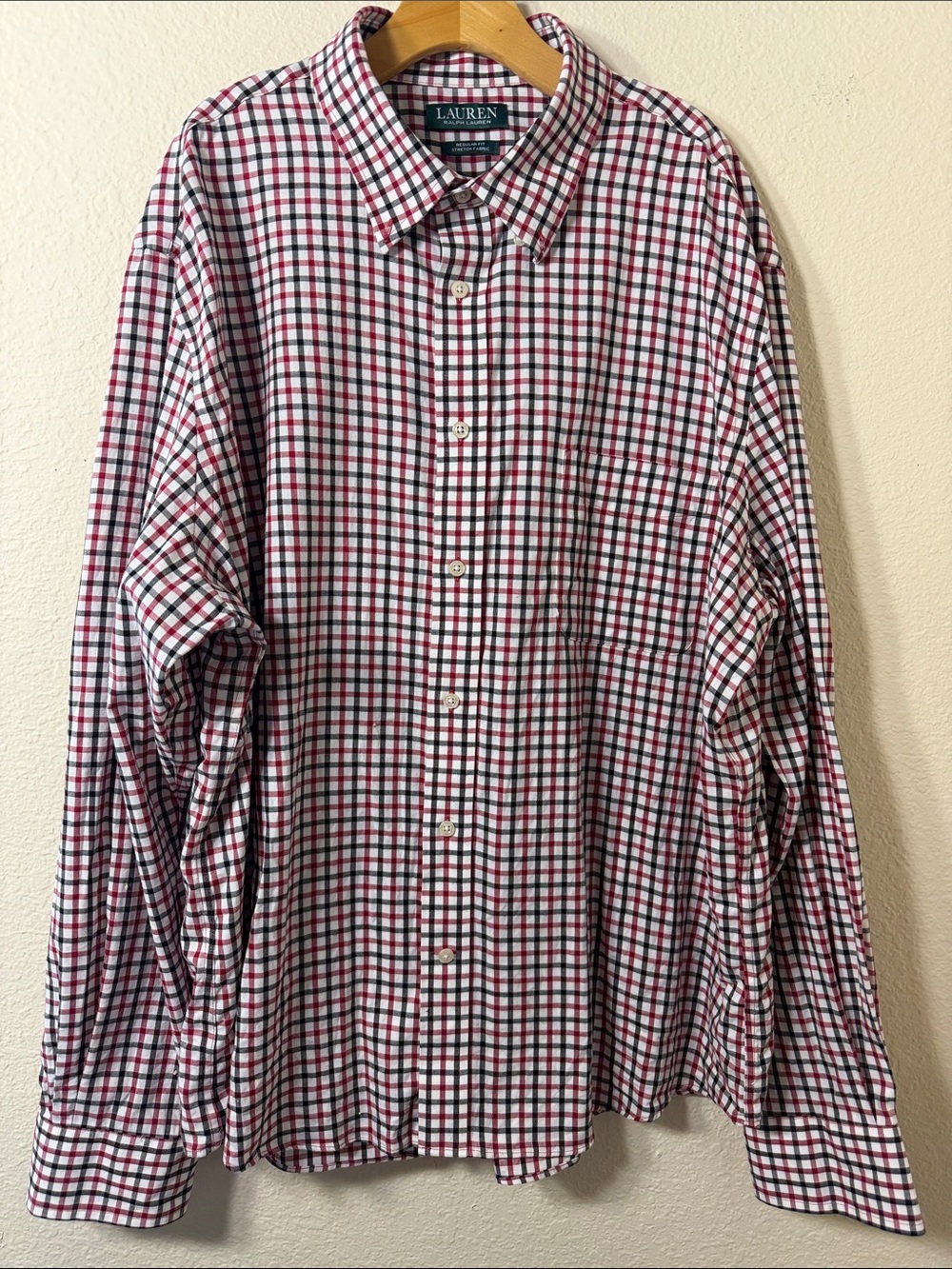 Lauren Ralph Lauren Men's XL Regular Fit Stretch Button Down Shirt Plaid Preppy